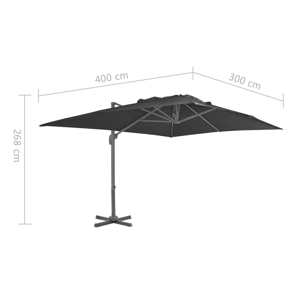 Ombrellone a Sbalzo con Palo in Alluminio 400x300 cm Antracite