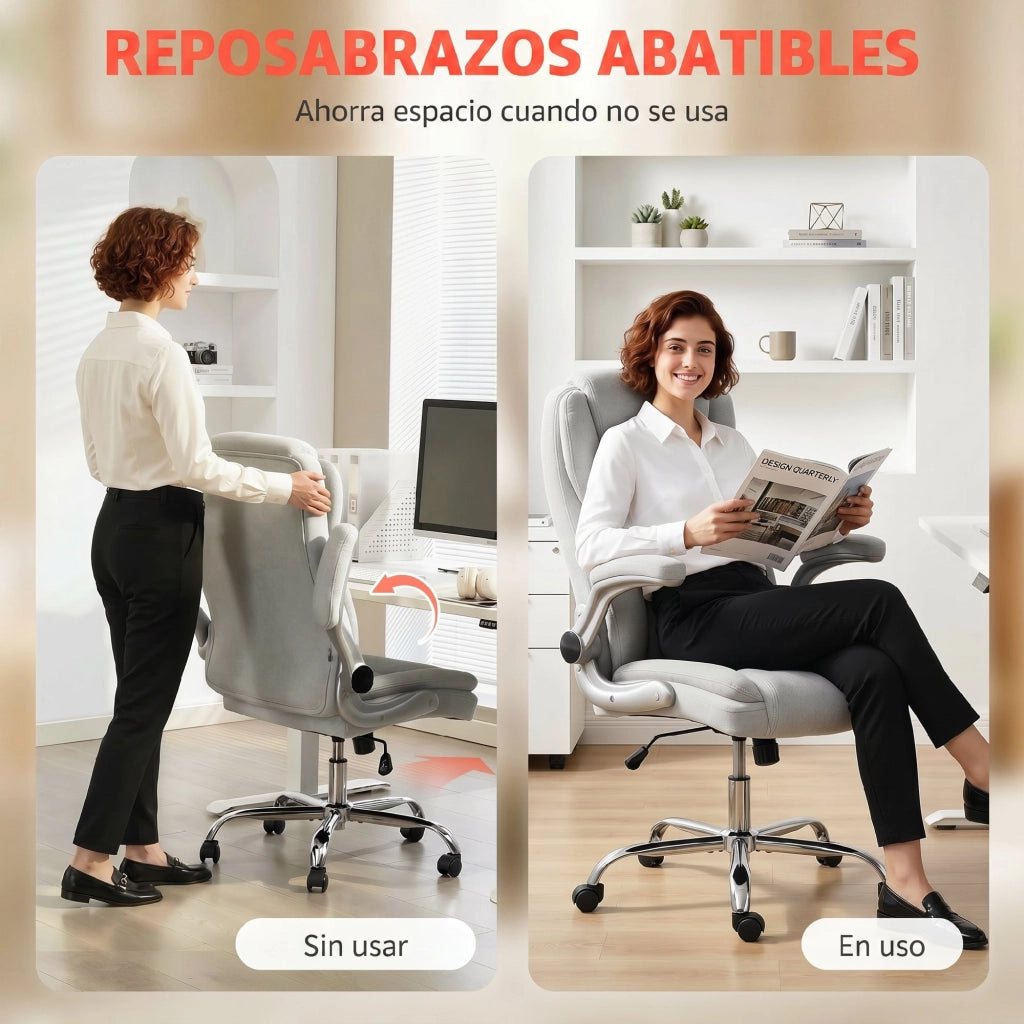 Sedia da Ufficio Ergonomica con Schienale Alto ¨C zephmum ¨C Braccioli Regolabili, Altezza Aggiustabile, Colore Crema