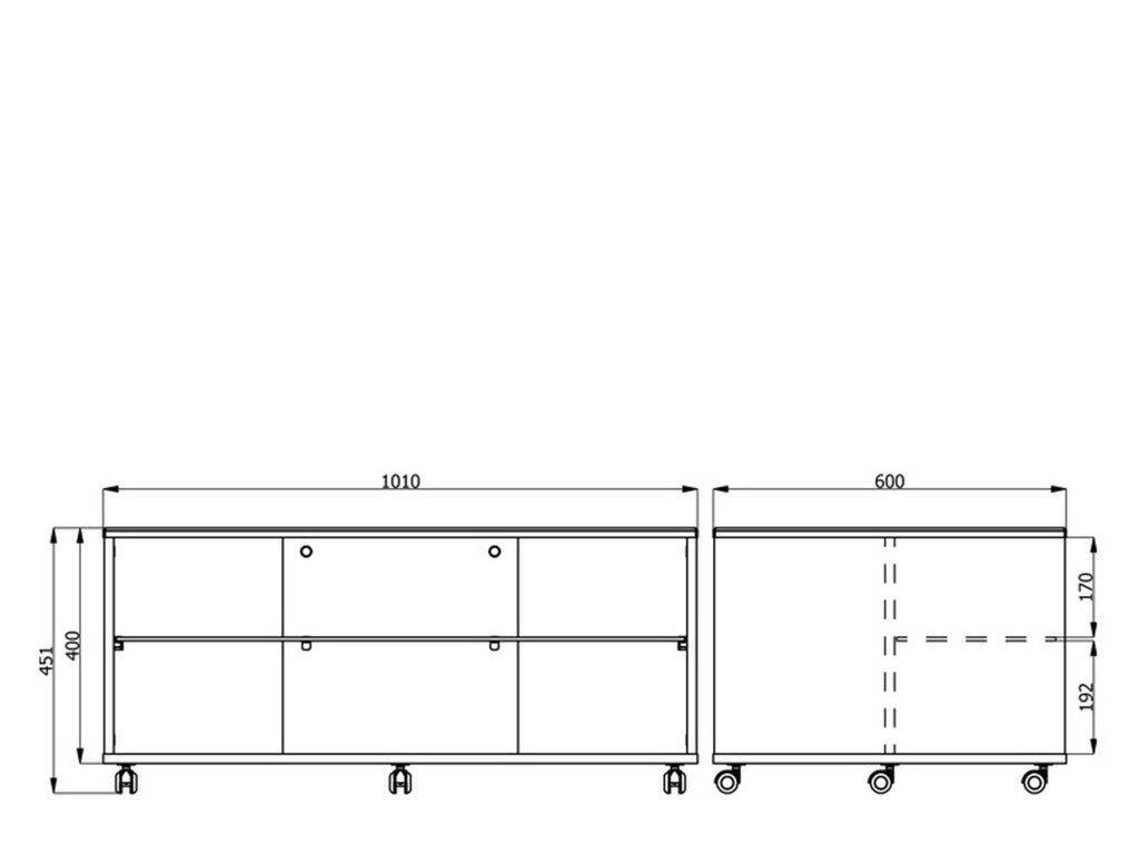 Giussano, Tavolino da Salotto con Ruote, 101x60x45h cm Bianco