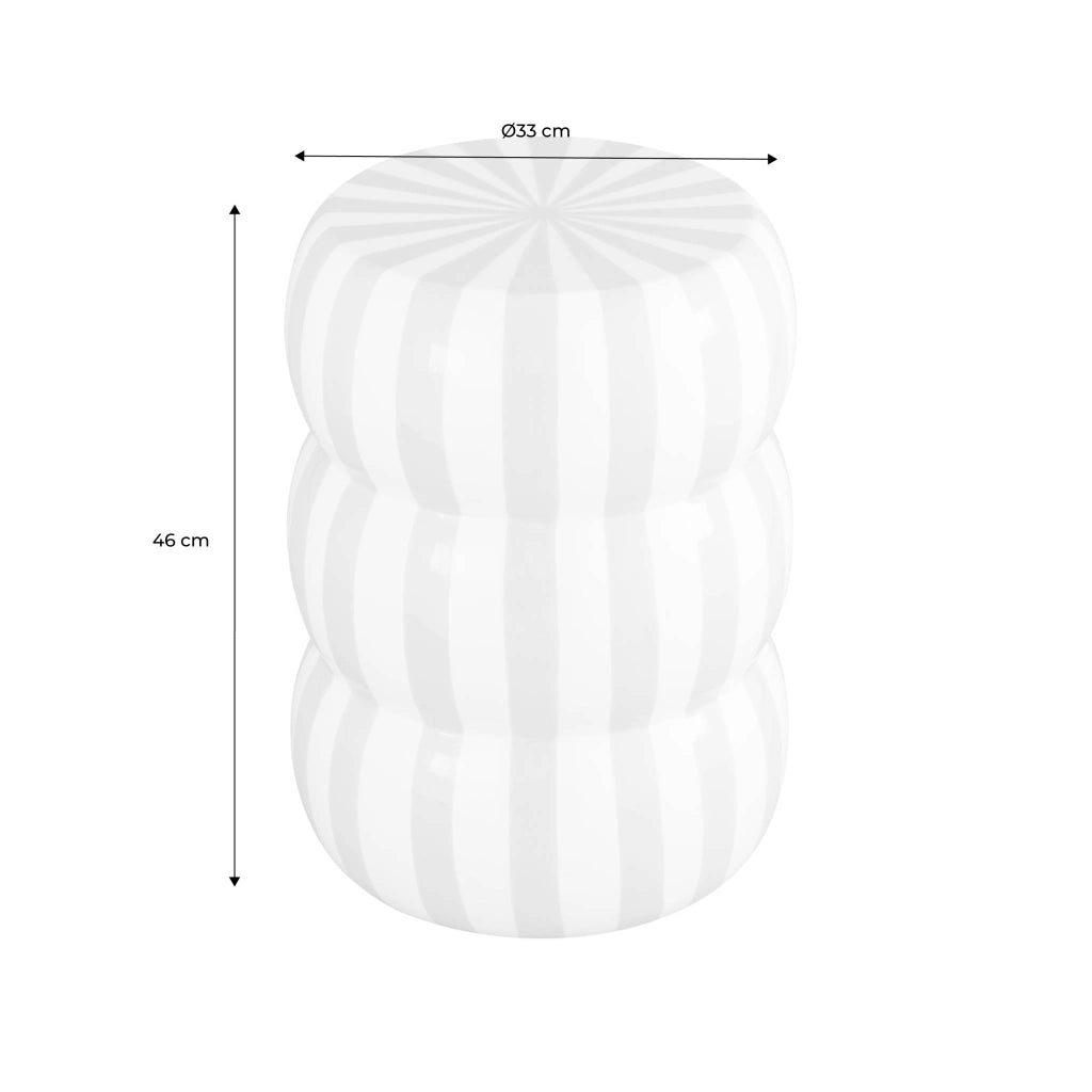 Tavolino da salotto in acciaio smaltato a righe, 46cm, beige