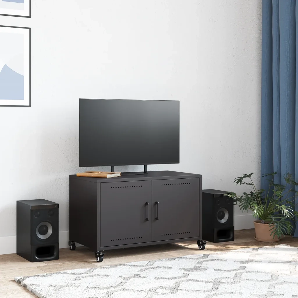 Mobile TV-Credenza per TV-Console TV Nero 68x39x43,5 cm in Acciaio 588498