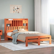 Letto Libreria senza Materasso Marrone Cera 135x190 cm in Pino 3308899