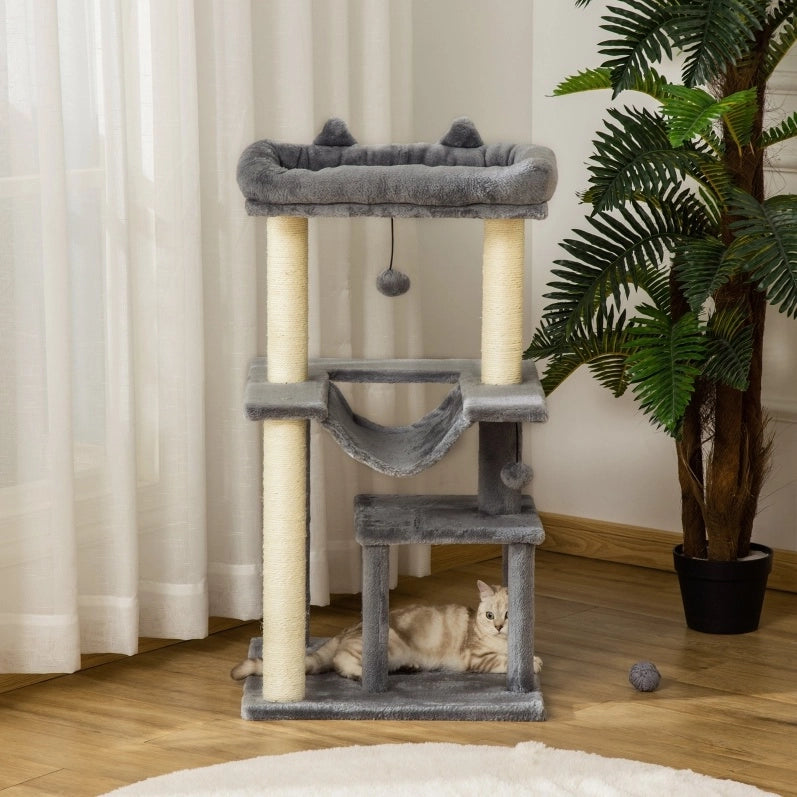 Albero tiragraffi per gatti 90 cm con amaca e cuccia
