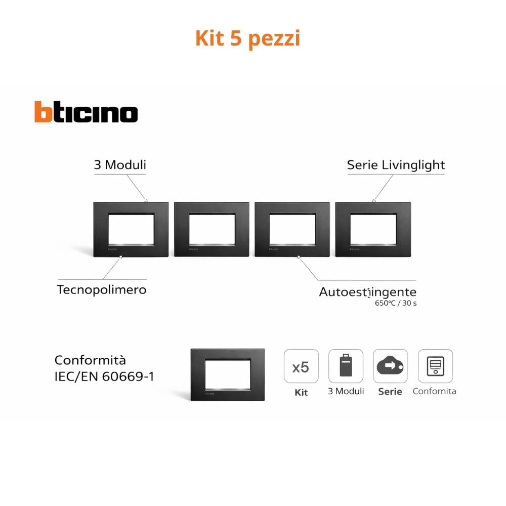 Placca pezzi 5 living light tecnopolimero lna4803ar antracite