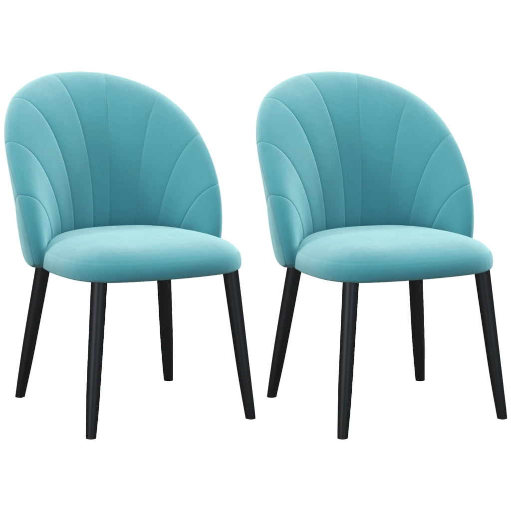 Set 2 Sedie da Pranzo Imbottite ¨C Zephmum ¨C Verde Chiaro Tessuto Velluto Metallo