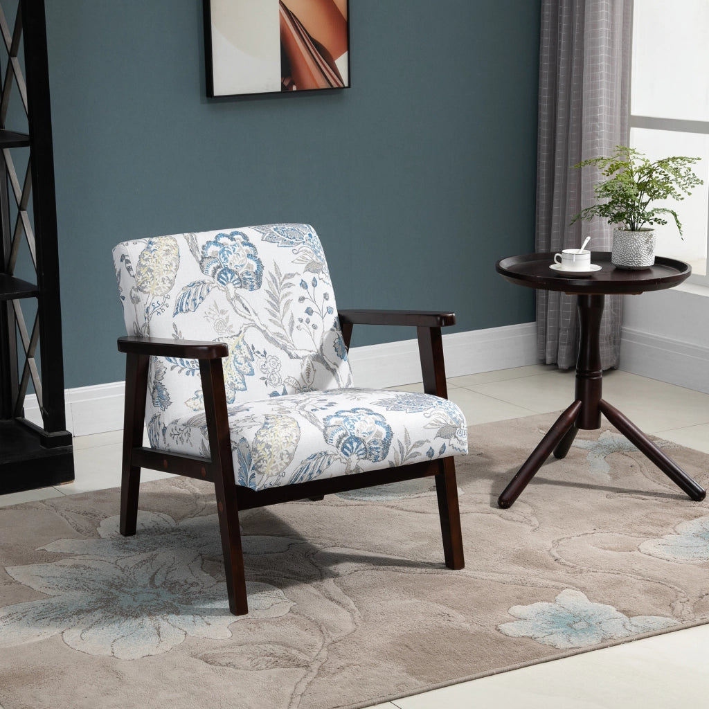 Poltrona imbottita con braccioli in tessuto ¨C Xylo ¨C Fiori grigio 68.5x78.5x75cm