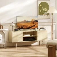Mobile TV, per televisore fino a 140 cm, con 2 ante e 2 ripiani aperti 120x34x50cm Legno naturale