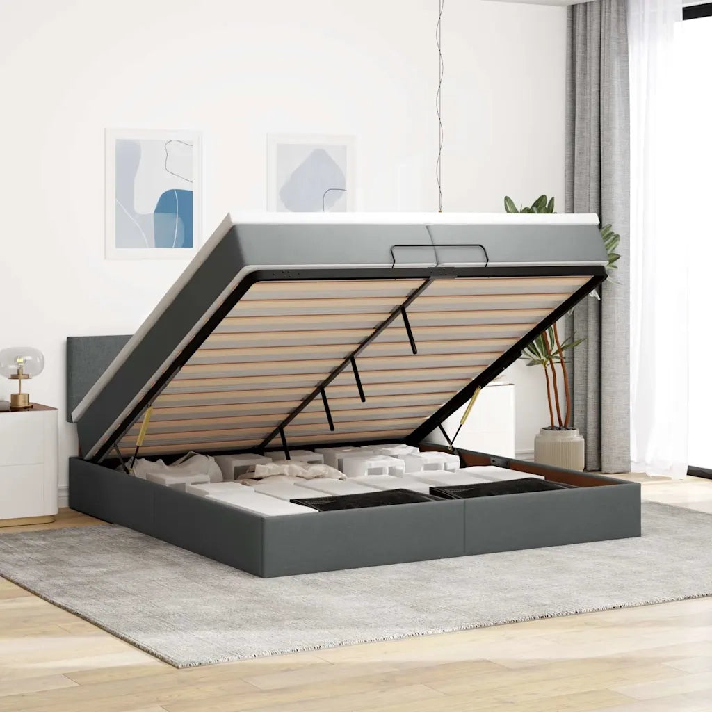 vidaXL Struttura Letto Pouf con Materasso 200x200 cm in Tessuto