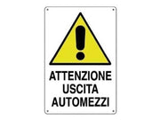 CARTELLO ATTENZIONE USCITA AUTOMEZZI- - cm.50x70h. - 10 pezzi