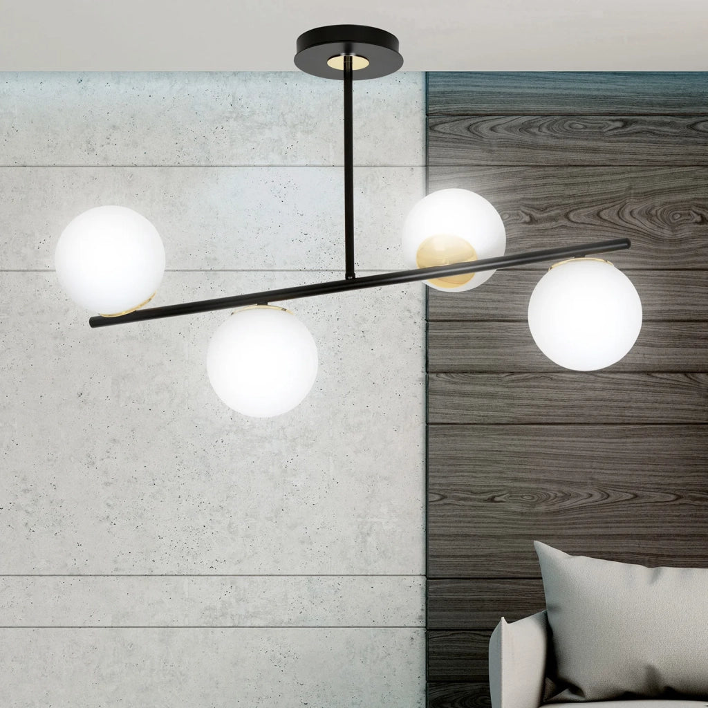 Plafoniera Contemporaneo Vishnu Acciaio Nero 6 Luci E14 Ip20