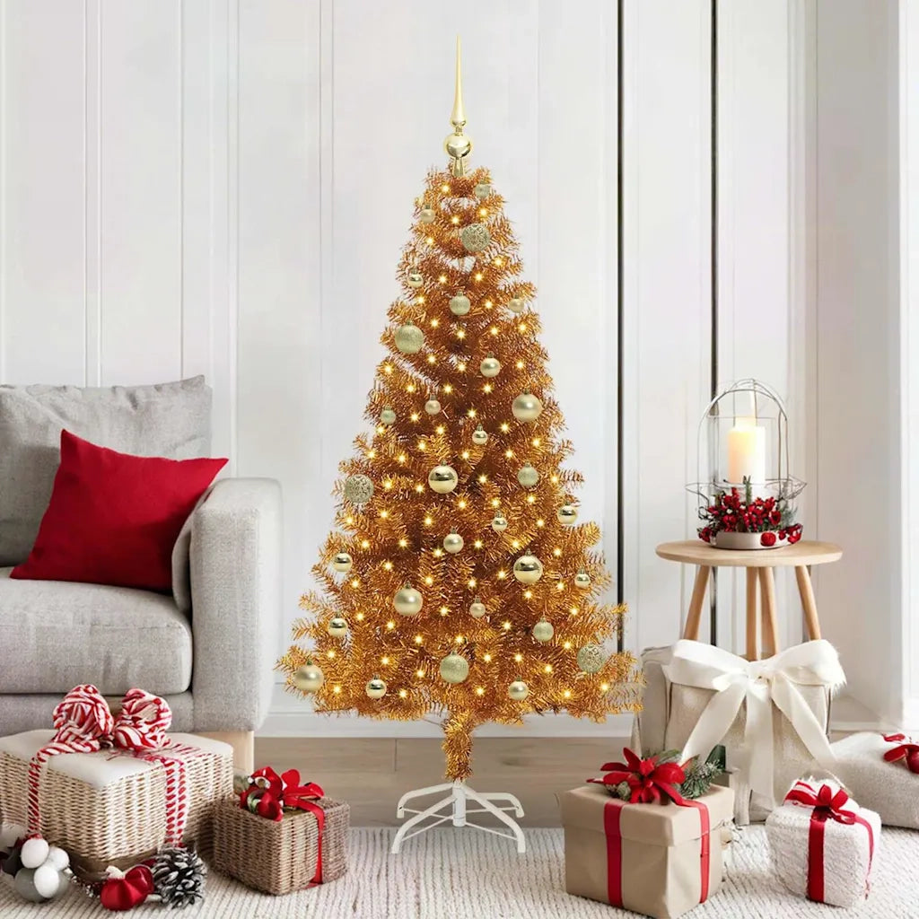 Albero di Natale con 150 LED con supporto Oro 150 cm PET 3396616