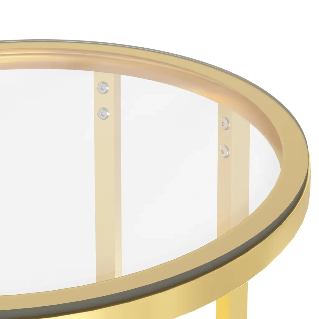 vidaXL Tavolino Oro e Trasparente 45 cm in Vetro Temperato