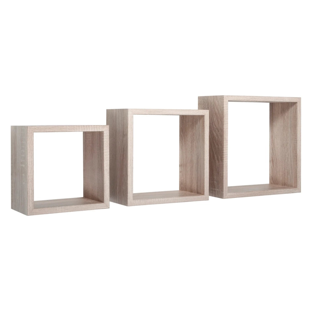 Mensole a cubo da parete set di 3 pz componibile colore Rovere sagerau mod. InCubo