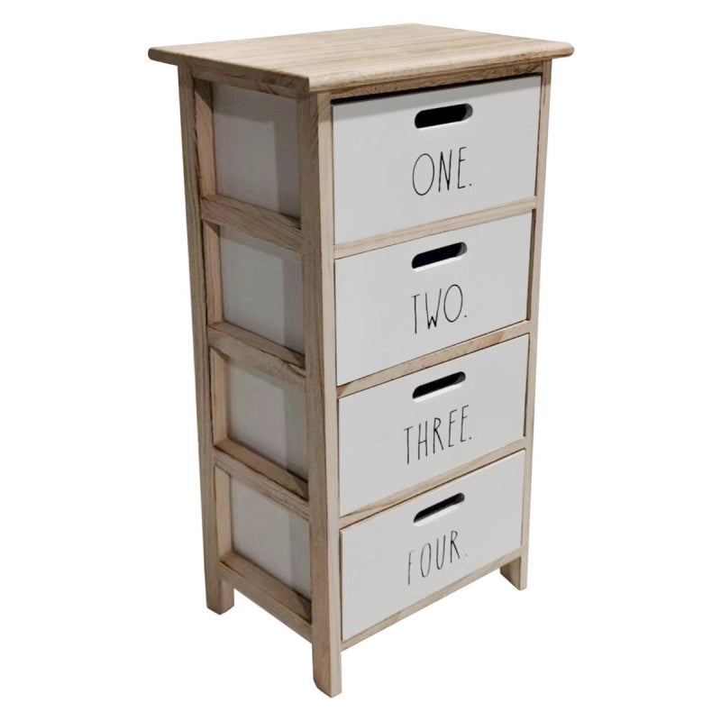 Cassettiera Write 4 Cassortiti 34x25x78 Frontale Bianco Con Stampa