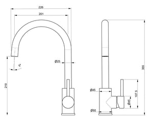 Rubinetto Cucina Miscelatore Monocomando Lavello Canna Tonda Girevole in Acciaio Inox