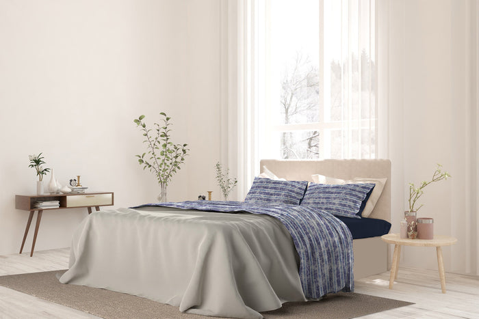 Set Lenzuola Singolo con Stampa Sopra Sotto e Federe Jeans Stripes