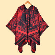 Sciarpa/stola da donna, stile foresta, spessa e calda, in cashmere, double face, con spacchi