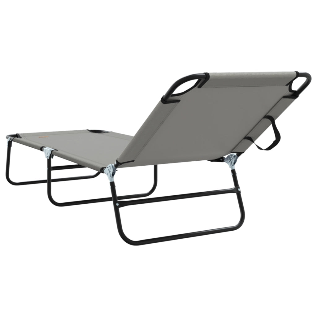 Lettino Prendisole 2 pcs Portatile Grigio in Tessuto Oxford 600D