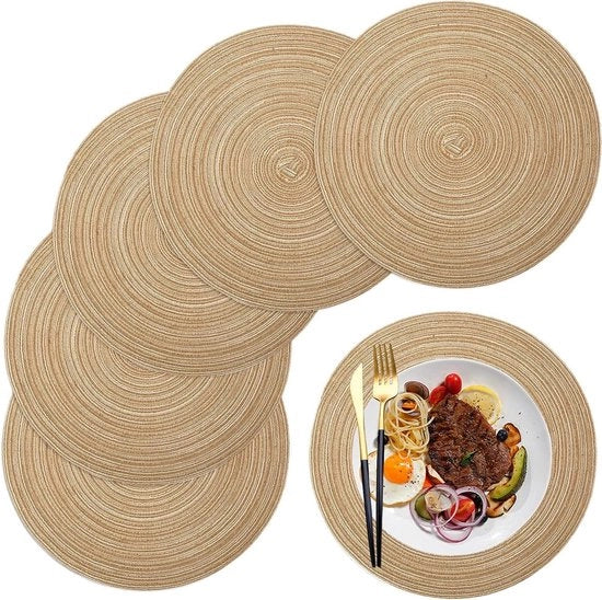 Set di piatti rotondi da 160 cm - lavabile - facile da pulire - resistente al calore - antiscivolo - cucina - tavola da pranzo - colore caffè