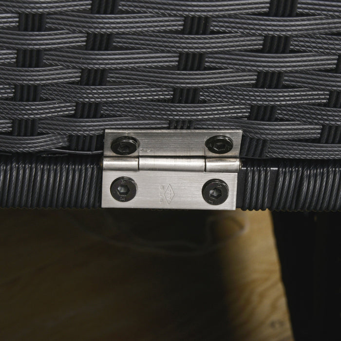 Lettino Prendisole Pieghevole da Giardino 198x68x50 cm in Rattan Nero e Bianco Crema