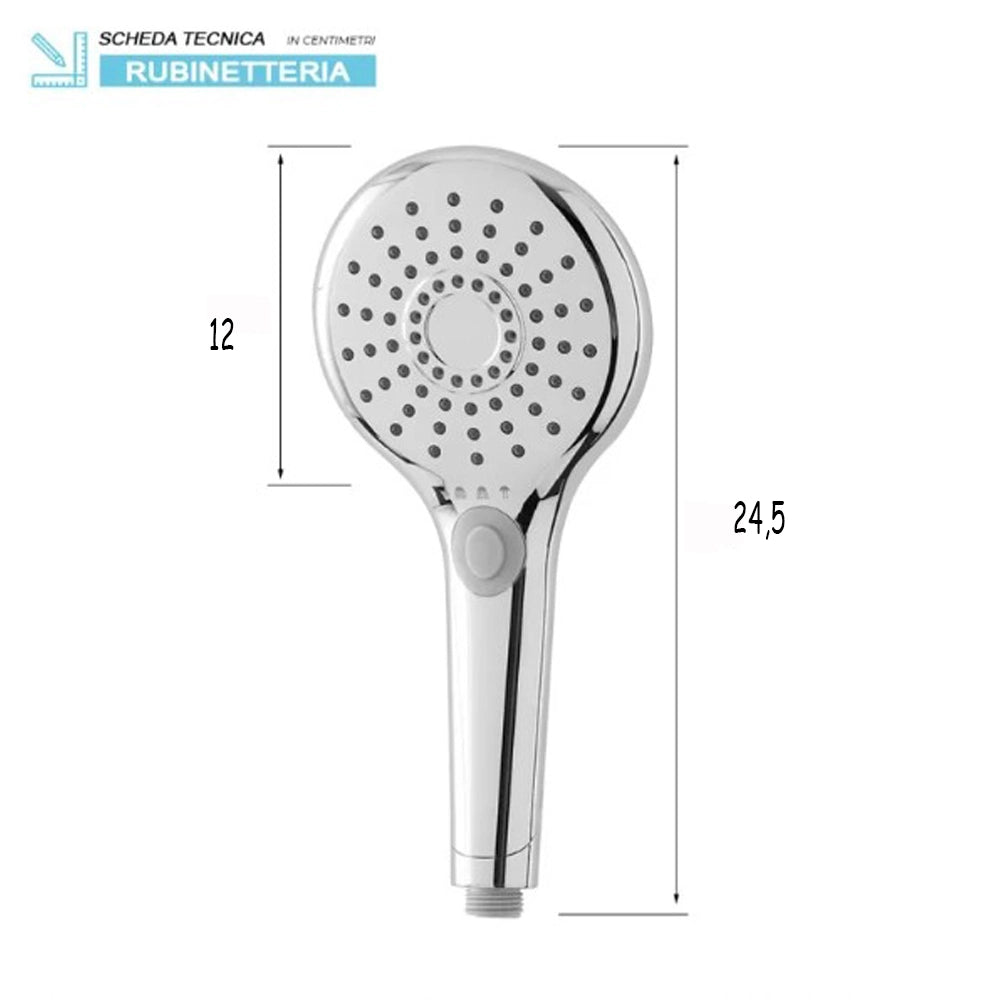 SOFFIONE DOCCIA DOCCETTA DOCCINO MULTIFUNZIONI 3 FUNZIONI CON SWITCH FERIDRAS 017108