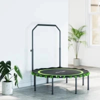 Trampolino Fitness con corrimano regolabile, per Interni ed Esterni, in Acciaio e Plastica, Verde