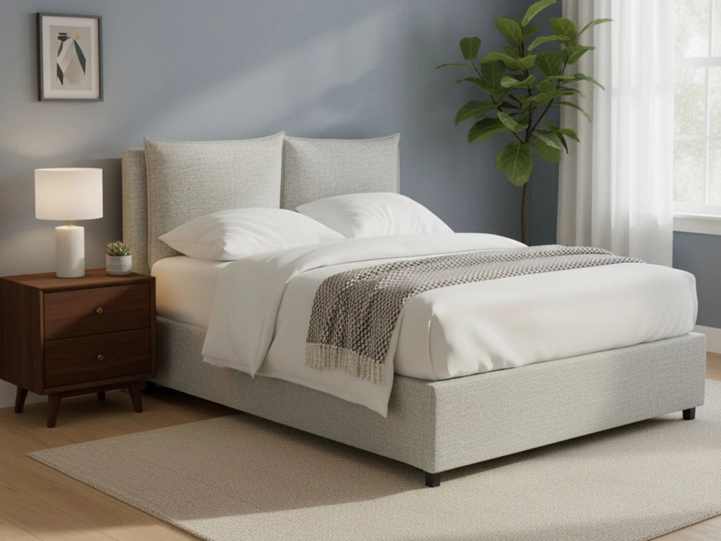 Liskeard, Letto Matrimoniale Sfoderabile Made in Italy, Grigio Chiaro