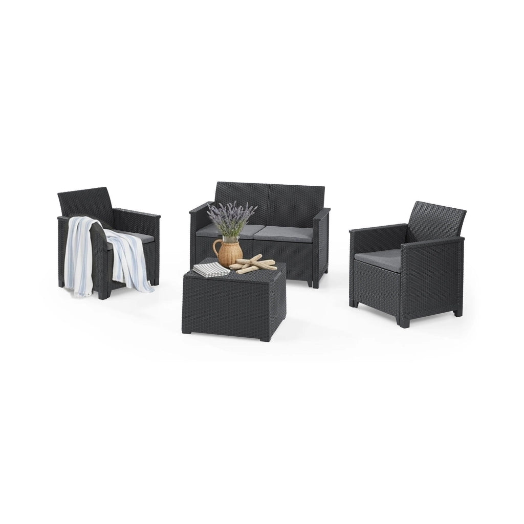 Set salotto da esterno Orillia, Salottino outdoor, Set da balcone o giardino, Composizione soggiorno per esterni, 113x65 h74 cm, Antracite
