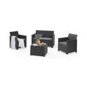 Set salotto da esterno Orillia, Salottino outdoor, Set da balcone o giardino, Composizione soggiorno per esterni, 113x65 h74 cm, Antracite