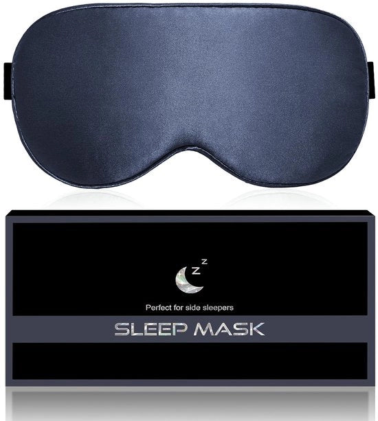 Slaapmasker per Sclera, 100% Biologico Moschettone, 100% Bloccante Luce Slaapmasker con Cintura Regolabile e Borsa per Uomini e Donne, Occhialino da Viaggio, Blu Notte
