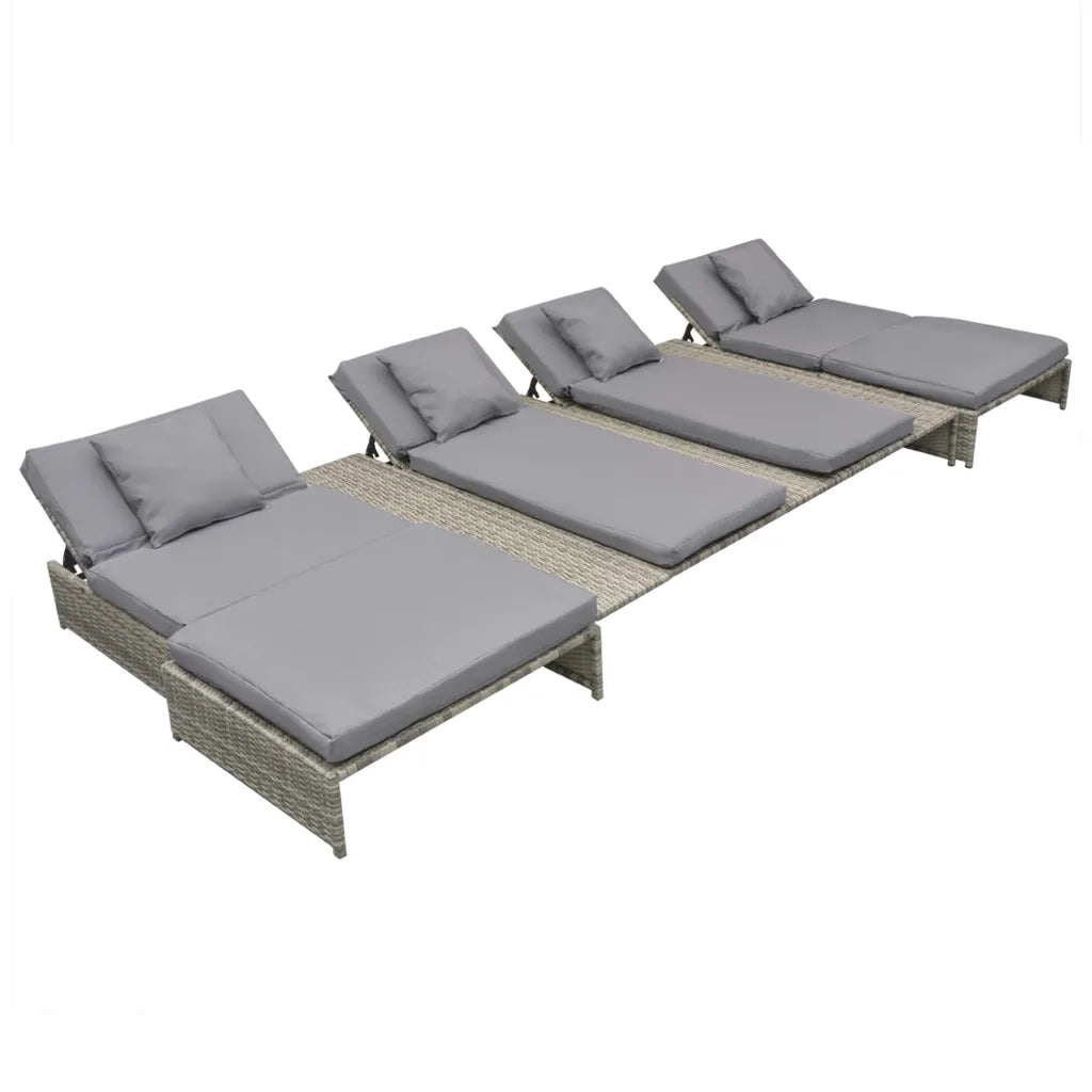 Set Divani da Giardino 5 pz con Cuscini in Polyrattan Grigio cod mxl 36283