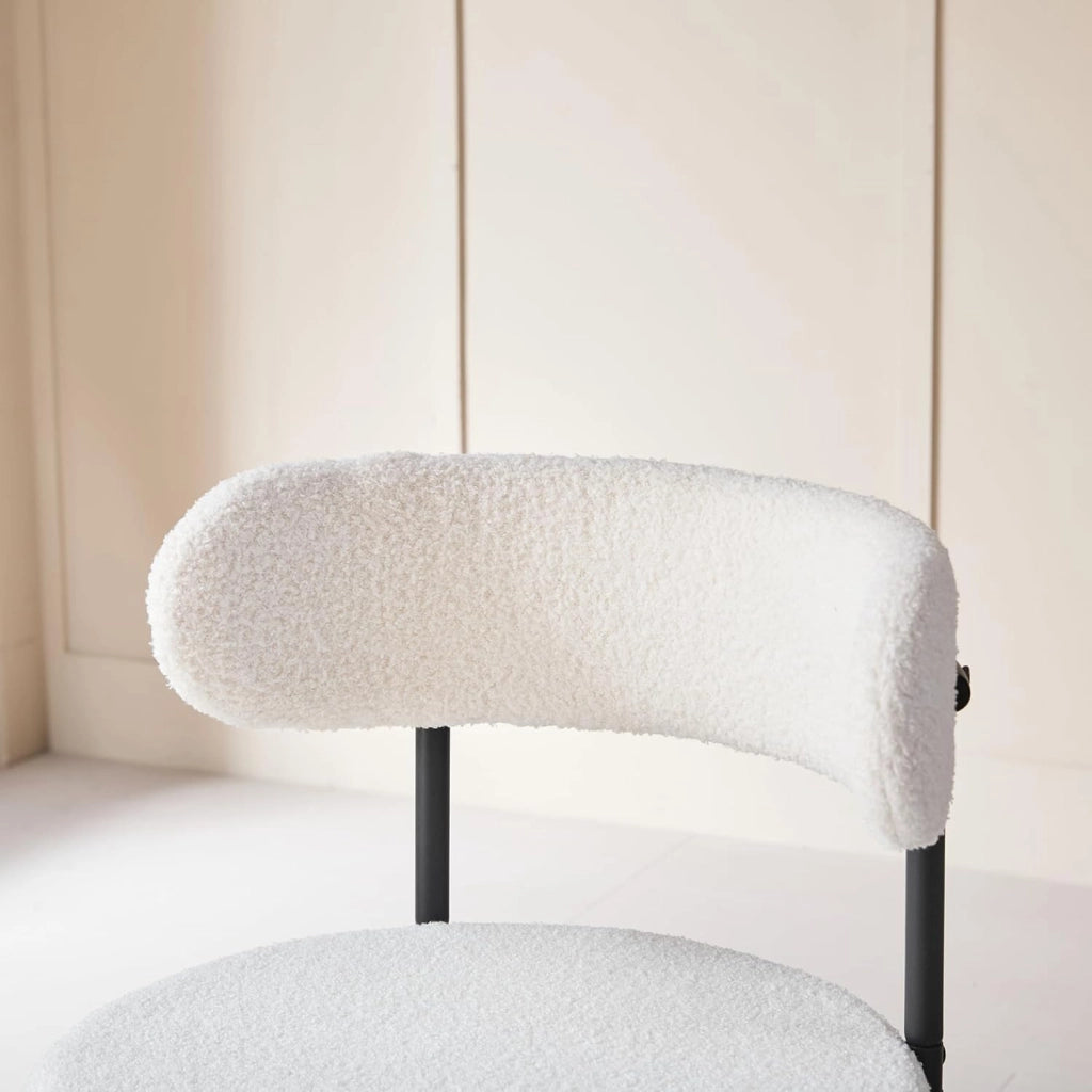 GrandCA HOME Set di 2 Sedie da Pranzo Sedie da Cucina Imbottite con Velluto Teddy, Sedie Moderne per Soggiorno, Cucina, Sala da Pranzo,Bianco