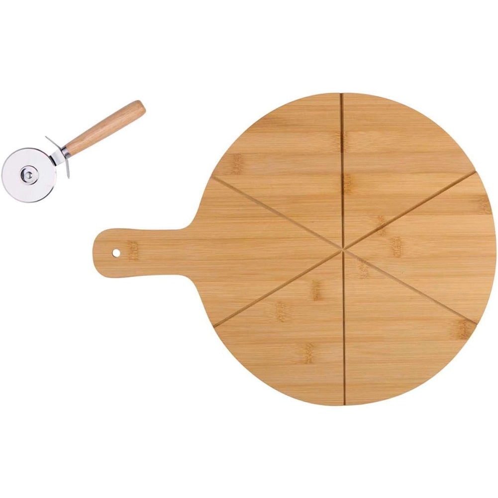 Tagliere per Pizza con Coltello Taglierina con Rotella Accessori da Tavola 34 cm