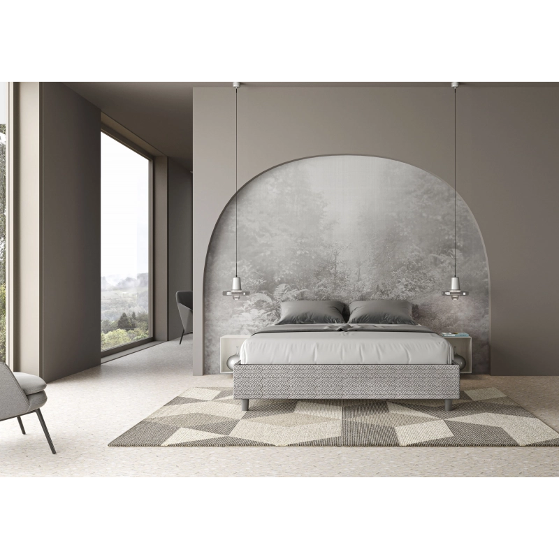 Letto Sommier imbottito Matrimoniale 160x210 cm tessuto Aragona Azelia - Bianco,Con rete