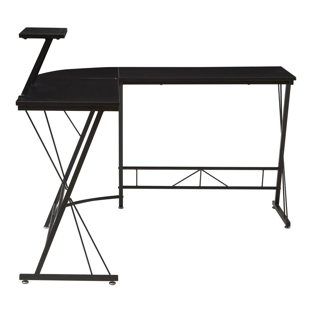 Scrivania/postazione di lavoro con piano rialzato 122 x 122 x 98 cm nero 03_0009073
