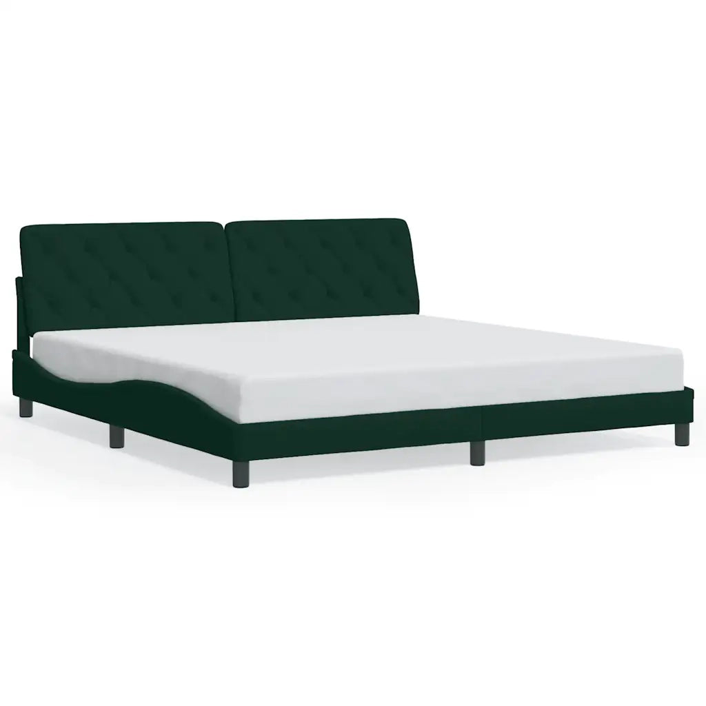 Giroletto con LED senza Materasso-Struttura Letto Verde Scuro 200x200 cm in Velluto