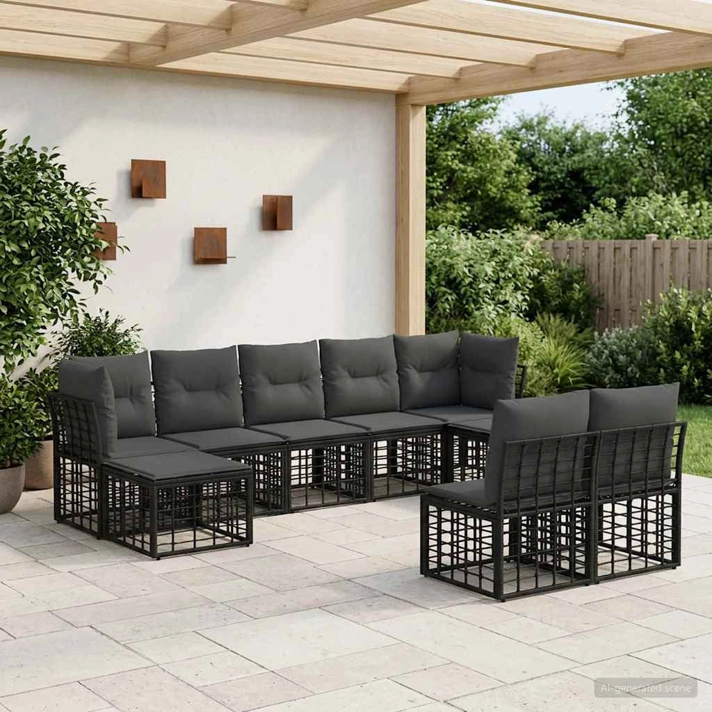 Set di divani da esterno Nero e Grigio scuro Poliestere 3437557