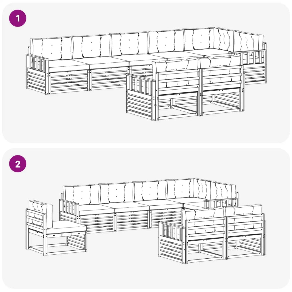 Set di divani da esterno 8 pcs Grigio Naturale e Chiaro 3373651