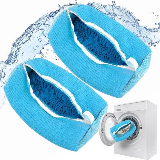 2-pack di sacchetti per scarpe per sneakers, sacchetto per scarpe per lavatrice con cerniera, sacchetto per scarpe in mesh con pelo di pulizia (B)