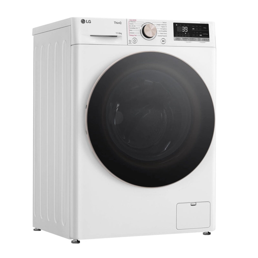 LG D4R7011TSWG Lavasciuga 11/6kg AI DD, Classe D, 1400 giri, TurboWash 360, Vapore, Wi-Fi