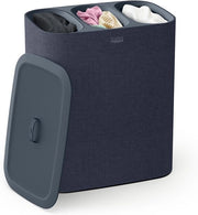 Tripla vaschetta con coperchio 3 contenitori lavabili con maniglie 90L Nero