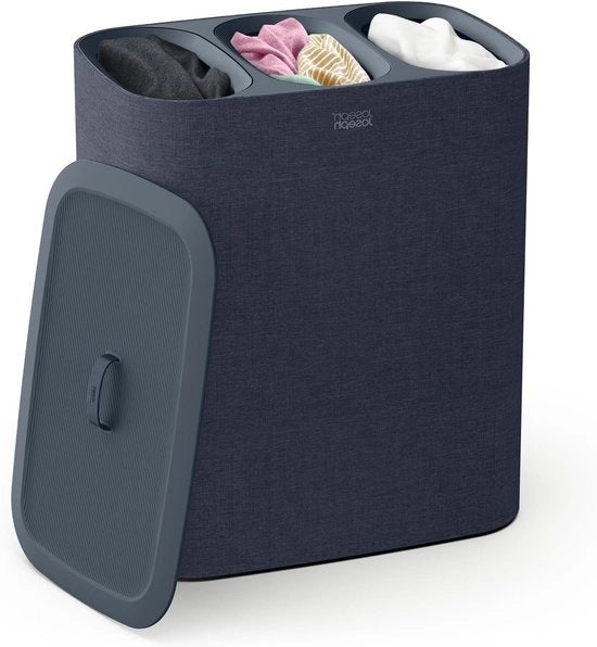 Tripla vaschetta con coperchio 3 contenitori lavabili con maniglie 90L Nero
