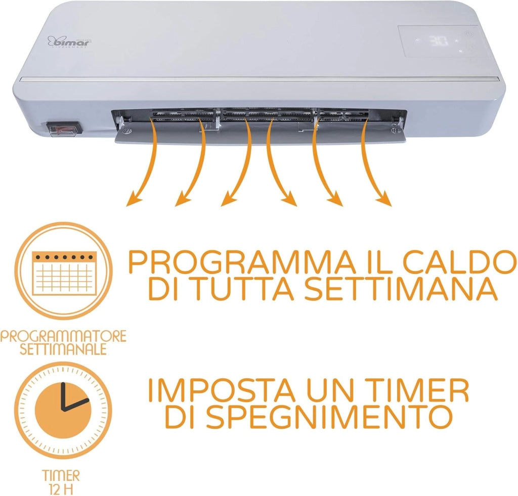 Bimar AMA05 Termoventilatore da Bagno Ceramico - Termoventilatore Basso Consumo - Scaldabagno Elettrico 2000W
