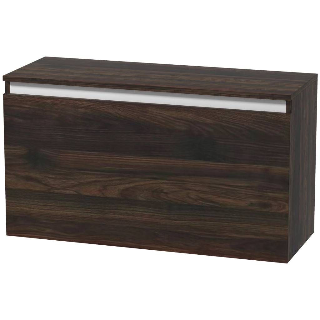 Comodino Sospeso con Cassetto Senza Maniglie e con Fissaggio a Parete, 80x30x45cm, Noce