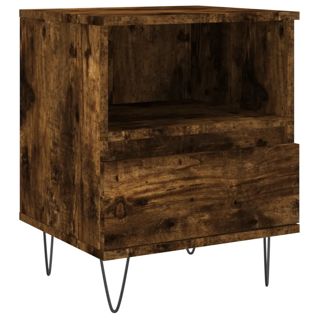 Comodino-Tavolino da notte Rovere Fumo 40x35x50 cm in Legno Multistrato 979422