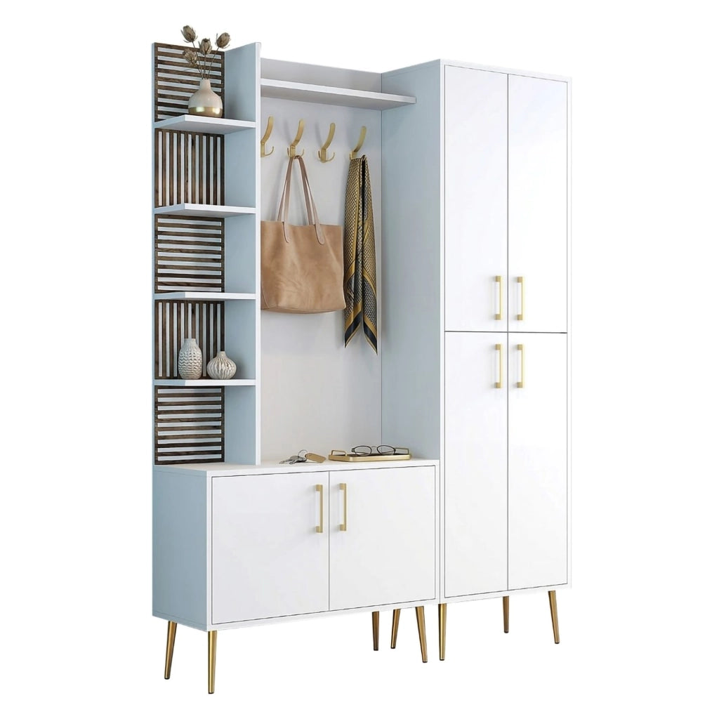 Paludi, Mobile da Ingresso Appendiabiti, 150x35x202h cm Bianco