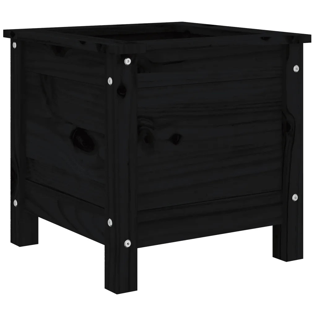 Fioriera da Giardino Nera 40x40x39 cm Legno Massello di Pino 825251