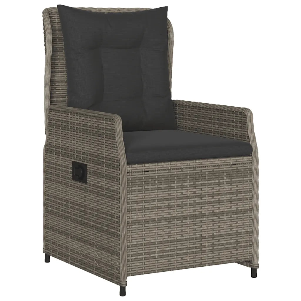 Set da Pranzo da Giardino 9 pz con Cuscini in Polyrattan Grigiocod mxl 93169