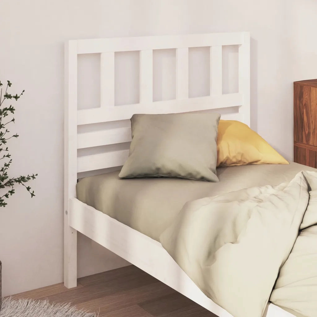Testiera | Testata per Letto Bianca 81x4x100 cm in Legno Massello di Pino