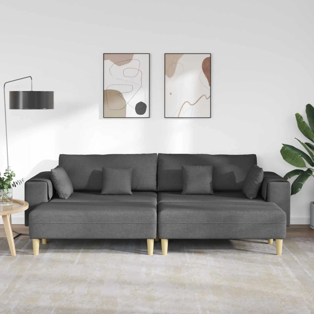 Divano con cuscino 3 pcs Grigio scuro Tessuto 3335163